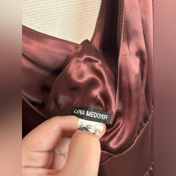 Lena medoyeff 100% silk brown dress - Picture 7 of 8